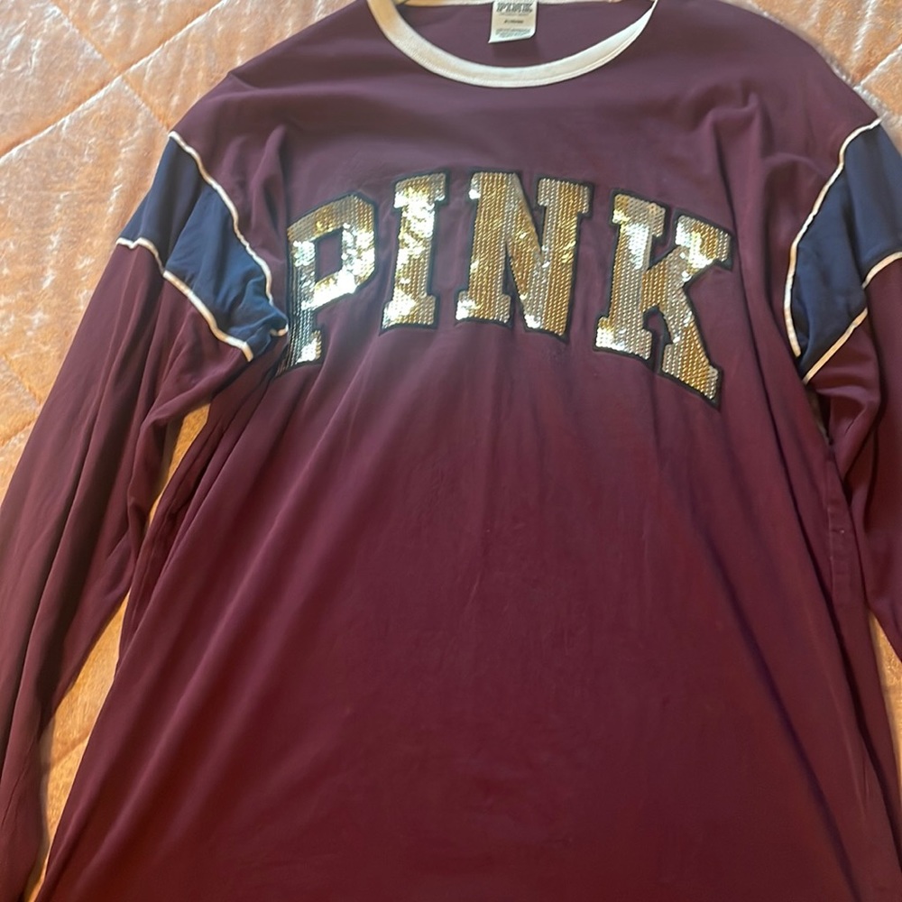 Pink Victoria’s Secret Bling Burgundy Tee
